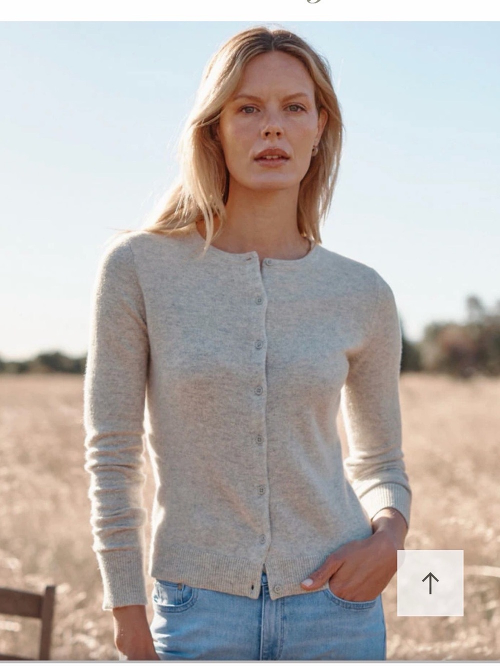 Classic Crewneck Button-Front Cashmere Sweater — Creamk